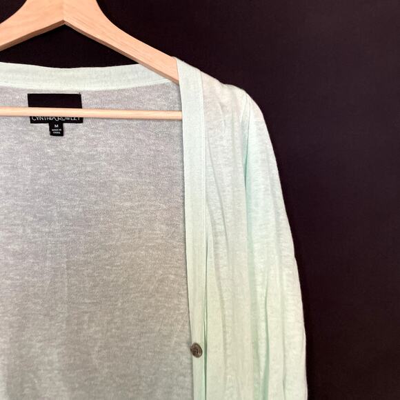 Cynthia Rowley soft mint semi sheer button down cardigan women's size medium - Picture 2 of 7